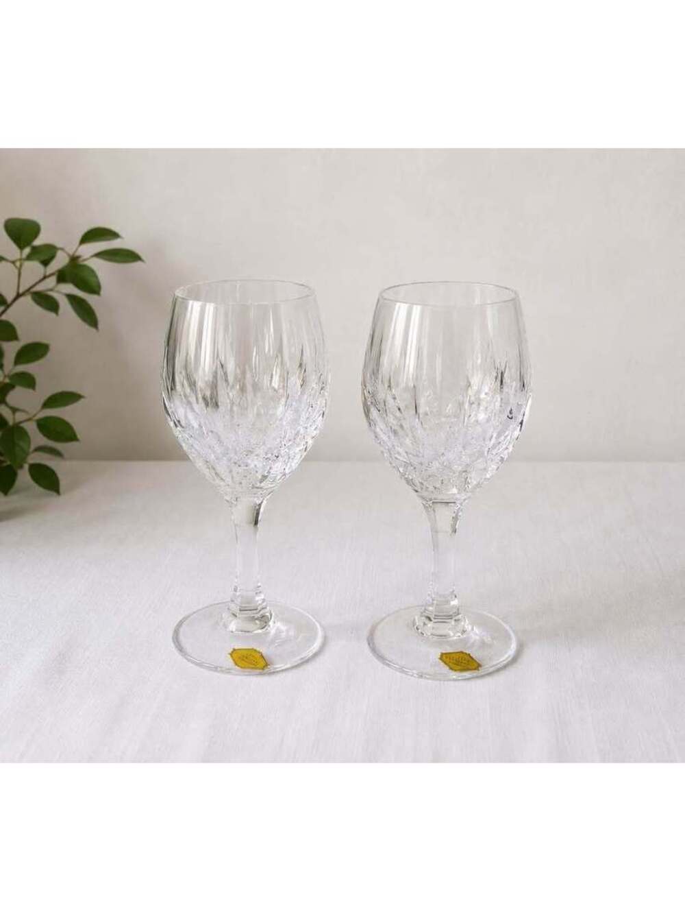 Set of 2 Vintage Nachtmann Patrizia Cut Crystal Wine Glasses West Germany